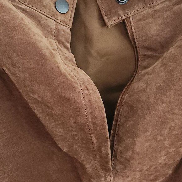 Pelle cognac genuine suede pencil skirt (broken zipper) size 10 - Picture 2 of 7